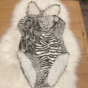 Calvin Klein Animal Print One Piece Swimsuit 14 NWT